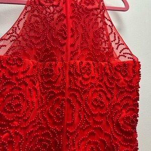Elegant Red Beaded Dress